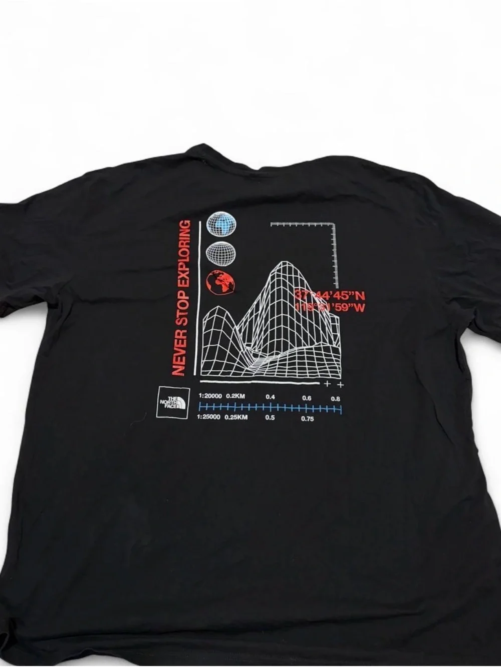The North Face Black Short-Sleeve Graphic Tee with Red & Blue Accents